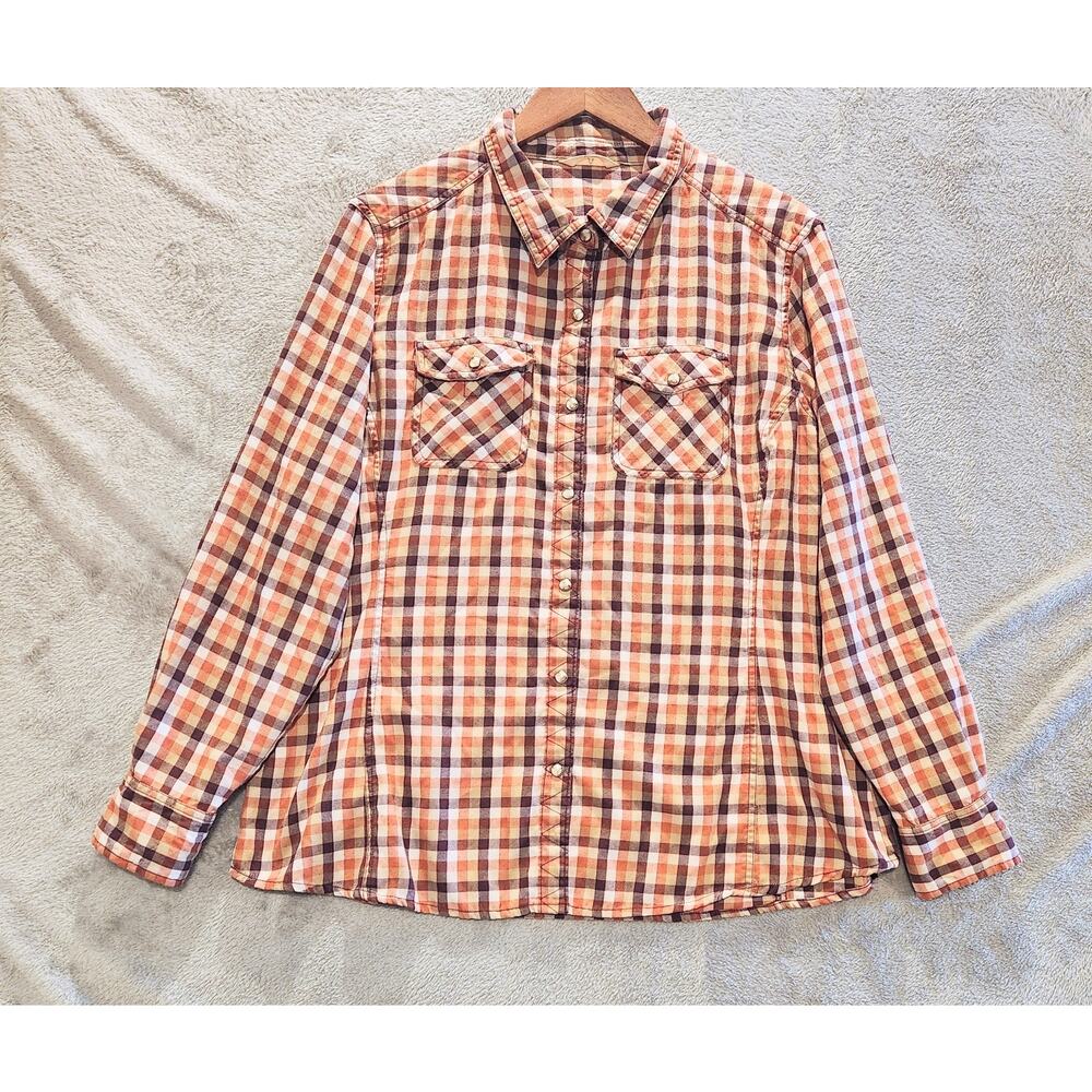 Asceno Mens Multi Color Plaid Button Up Snap Button Shirt Size XXL Western Chore